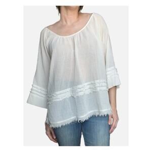 Hatch Plage Collection Boho Cotton Gauze Maternity Top Cream One Size